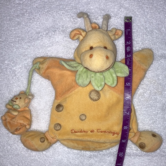 DOUDOU ET COMPAGNIE GIRAFFE PUPPET COMFORTER SNUGGLE BLANKET BABY ORANGE CUTE - Picture 4 of 7